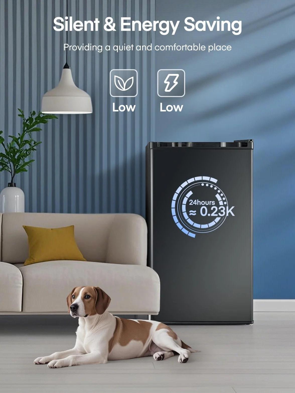 FOHERE Frigorífico con Congelador 90L, Nevera Pequeña Compacta, 7 Temperatura Regulable, 84kWh/año, Eficiencia Energética E, Silencioso, Ideal para Dormitorio, Oficina, Cocina, Caravana y Camping