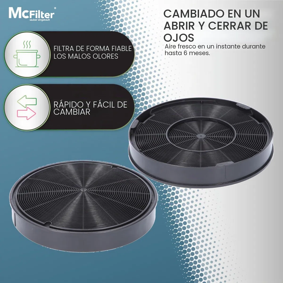 4x Filtro de carbón activado Ø 200 mm, EFF62, Juego de 4 para campanas extractoras adecuada para Franke 112.0016.755, AEG 9029793578, Bosch/Siemens 00748732, Miele 6532971