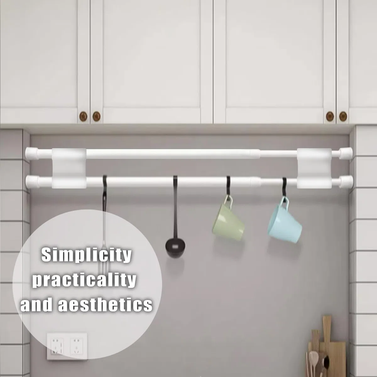 DALAETUS 3 Piezas Ajustables Nevera Tensión Set, Frigorífico Doble Expansión para Mantener Alimentos y Bebidas, Barras Dobles para Refrigerador, Armario, Zapatero (Blanco)