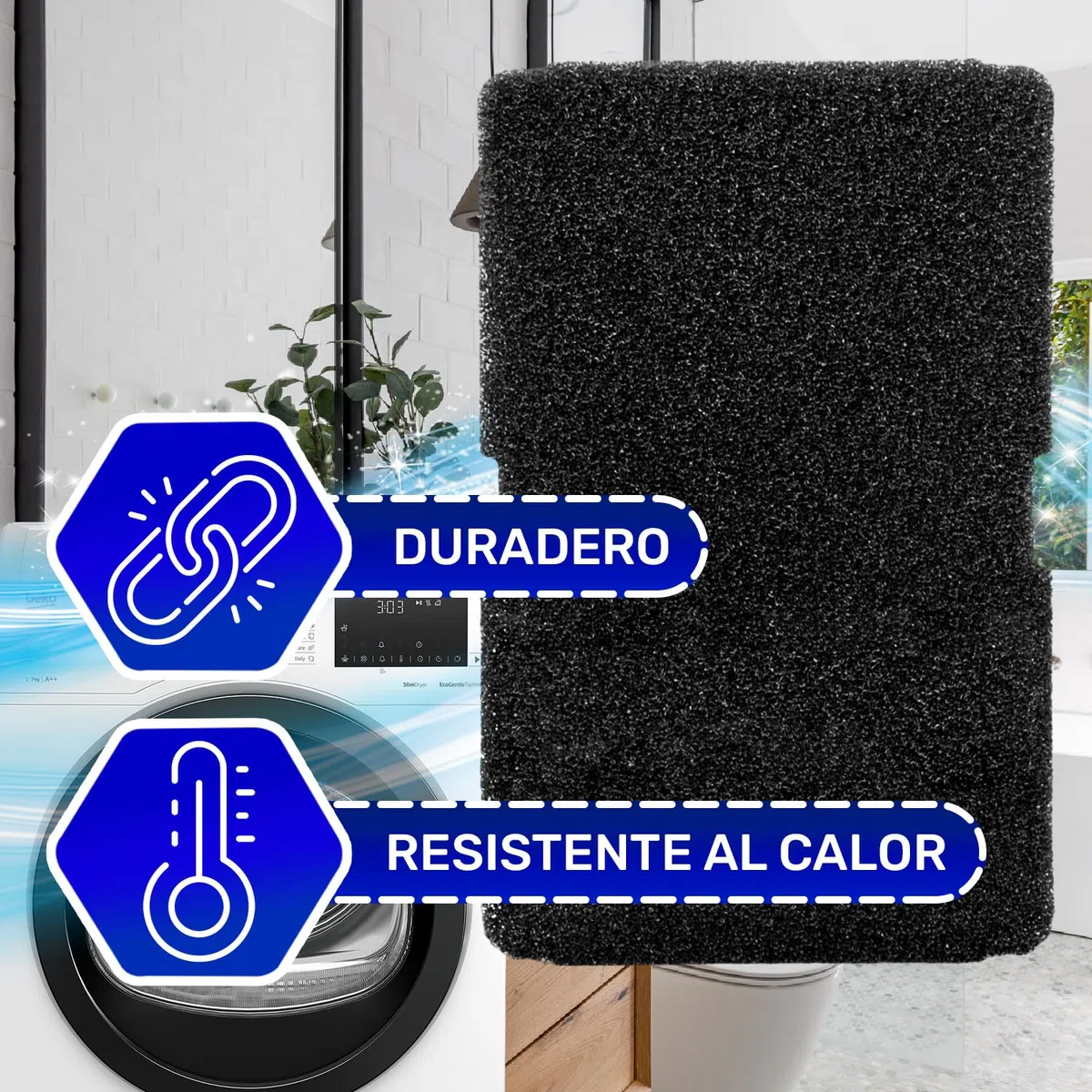7 Piezas Esponja Filtros para Secadora de Ropa 240 x 155 x 11 mm con Código Original 2964840100 2964840200 2973350100 para Beko para Arcelik 782372152 782372445 782372447 para Smeg – MONTERAL