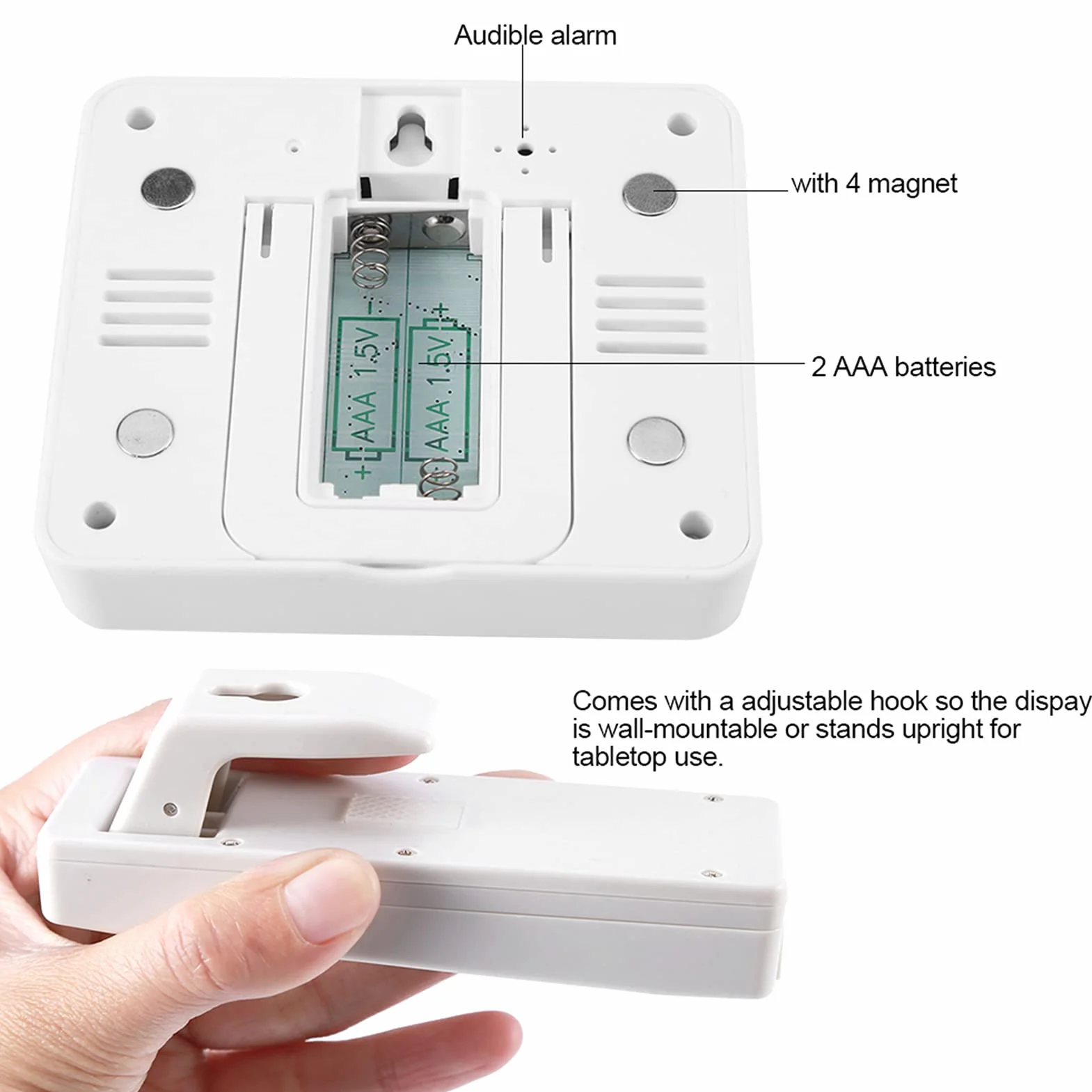 Termómetro de nevera Pantalla digital inalámbrica Monitor de temperatura del congelador Termómetro de refrigerador con sensor de 2 piezas y alarma mínima/máxima