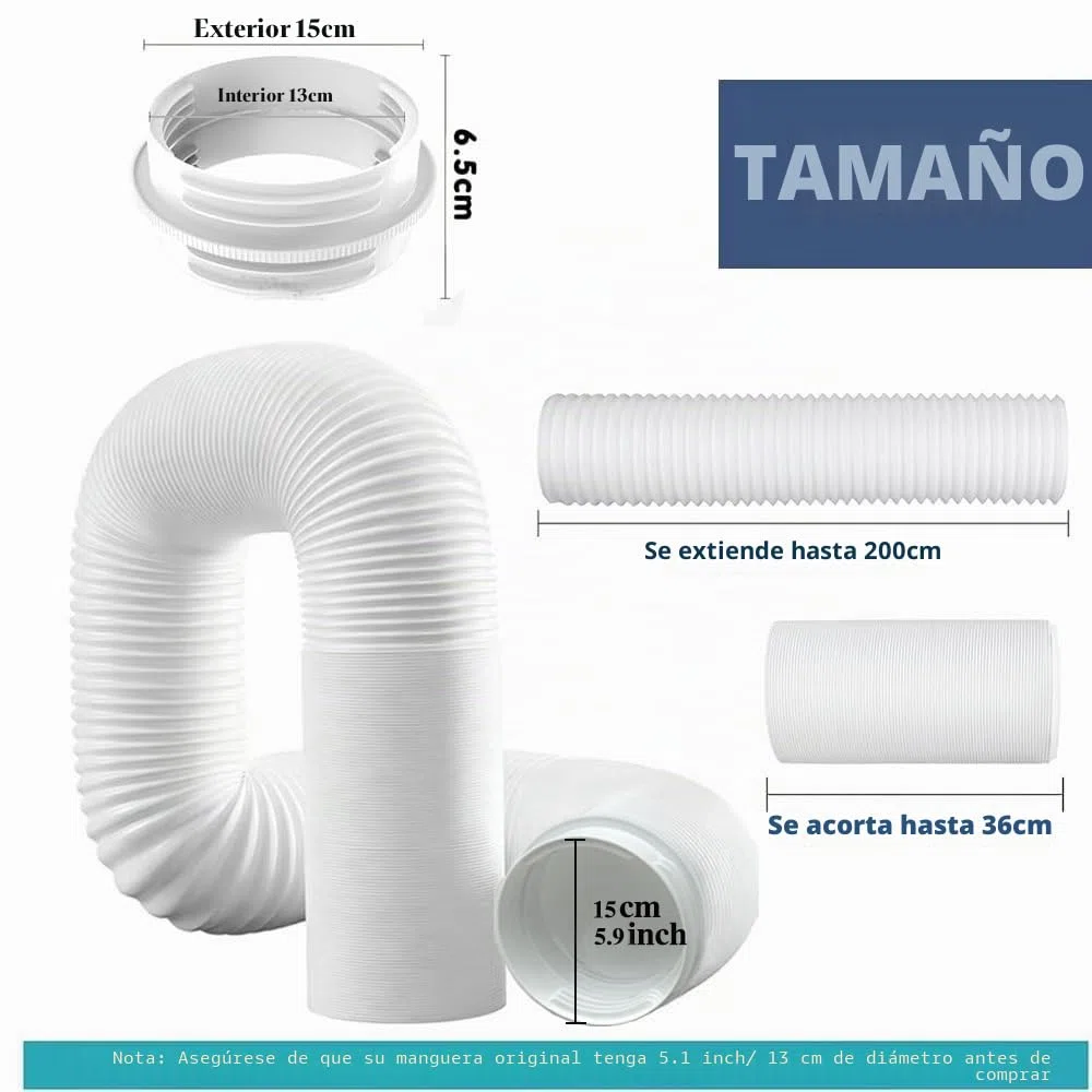 Tubo Aire Acondicionado Portátil Con Adaptador,Manguera de Ventilación Portátil Con 130 mm/150 mm de Diámetro,Manguera de Escape Acondicionado Telescópica,Para Aire Acondicionado