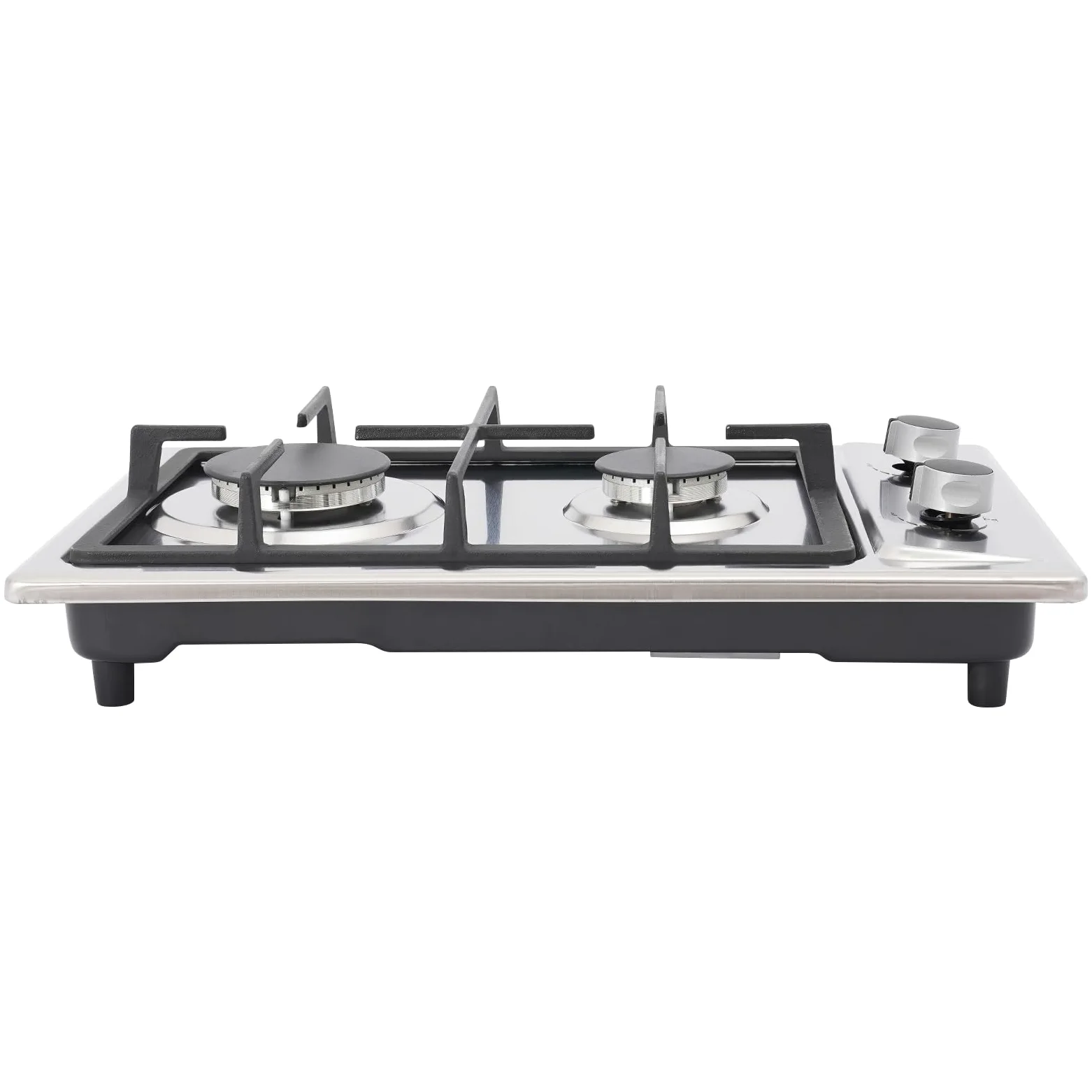 Cocina de gas con 2 fuegos de acero inoxidable, NG/LPG convertible, manguera de gas de 1,5 m, hornillo portátil de camping 51 x 31 x 10 cm, 3 kW + 1,75 kw, cocina de gas exterior (plata)