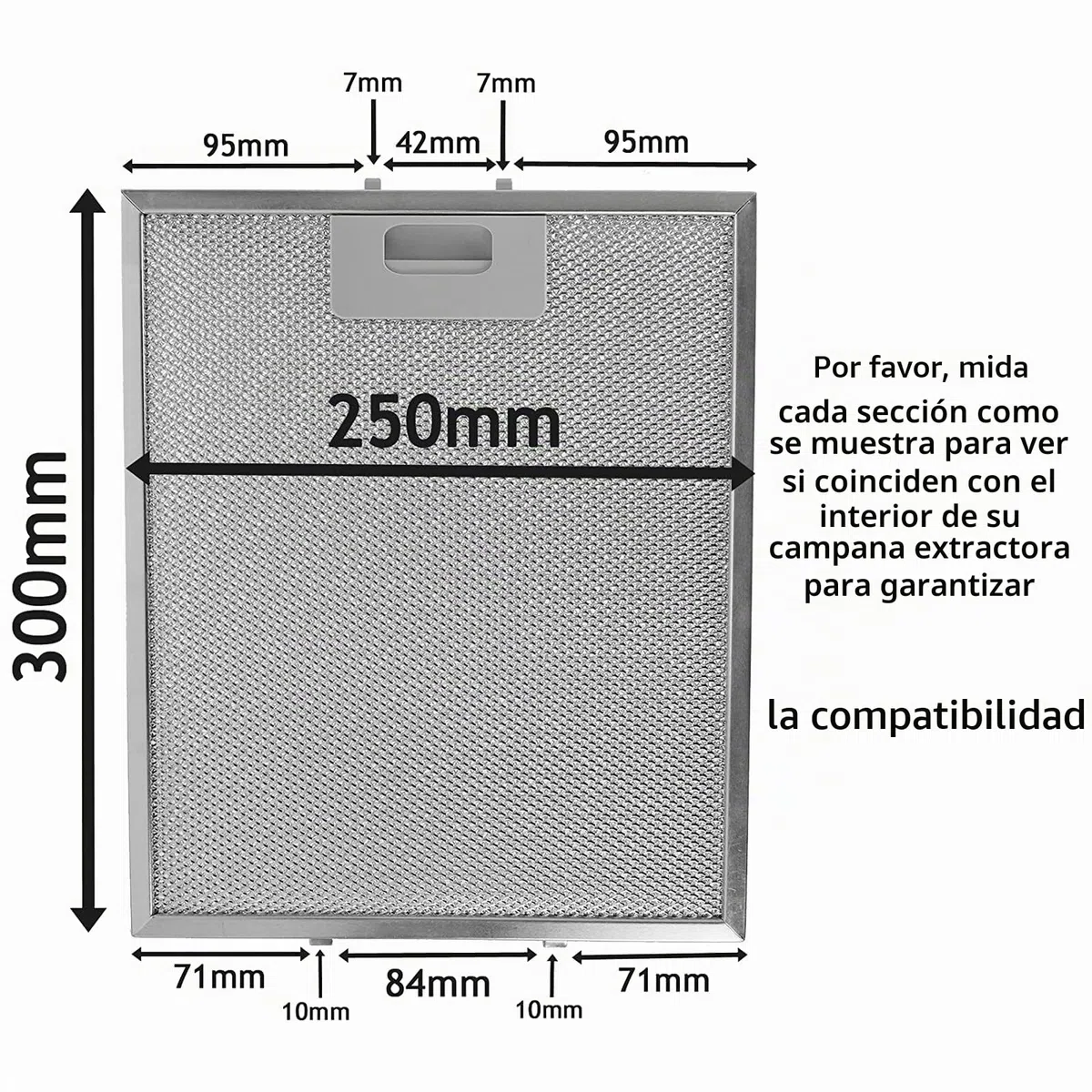 Spares2go - Filtros de grasa universales para campana extractora de cocina, rejilla de metal, 3 unidades, 300 x 250 mm, color plateado