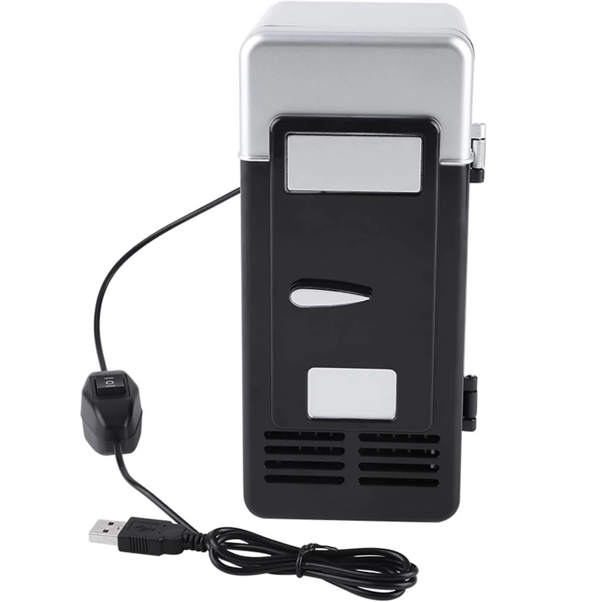 Mini nevera de 19,4 x 9 x 9 cm, enfriador y calentador portátil USB con luz LED, mini nevera personal para coche, oficina, escritorio y viajes, nevera pequeña compacta para bebidas y aperitivos, color