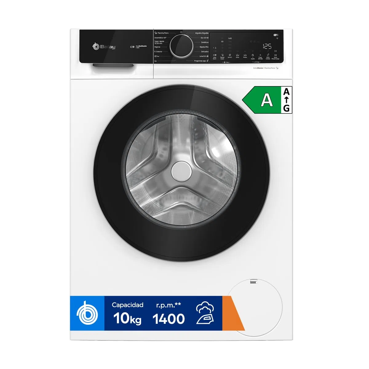 Balay, Lavadora, 10 kg, AutoDosificación, Silenciosa, blanco, 3TS3104BH | Programas Super Rápido y Rápido/mix, Programa plancha, Home Connect