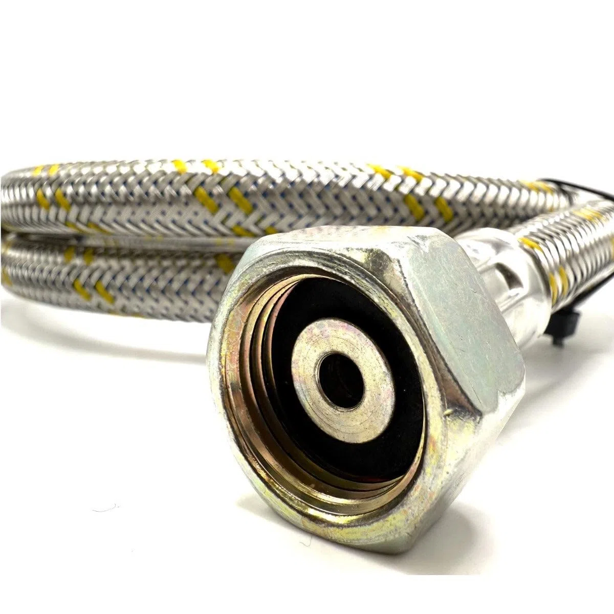 Manguera de gas flexible reforzada de acero inoxidable de 1,0 m – 21,8 mm LH conectores bidireccionales – Tubo de GLP/propano para caravana, autocaravana, barbacoa y catering
