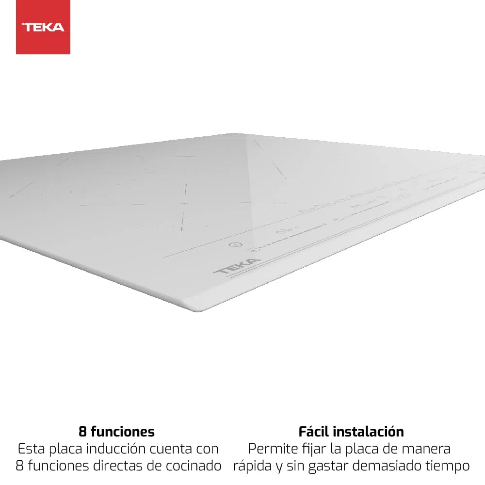 TEKA Placa Inducción 60 cm - 3 Zonas de Cocción - 8 Funciones Directas - Touch Control MultiSlider - Fuego XL para Paella - Función Stop & Go - Color Blanco - MestrePaeller IZC 63632 MPT WH