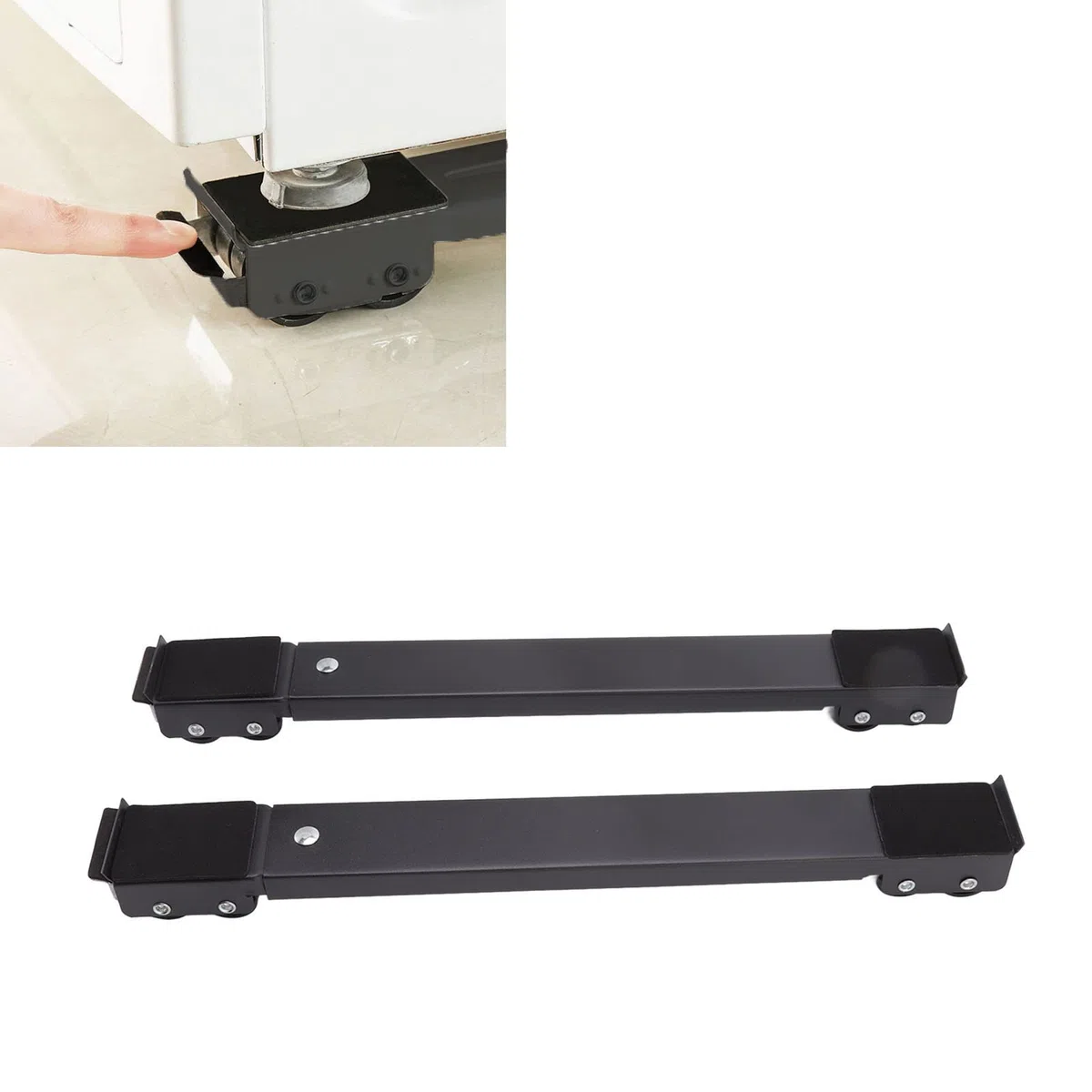Topyond 2 Juegos De Muebles, Soporte De Rodillo Móvil, Base Elevada Extensible, Base De Lavadora Móvil con Ruedas para Refrigerador, Lavadora, Secadora, Muebles Grandes Y Pesados(Negro)