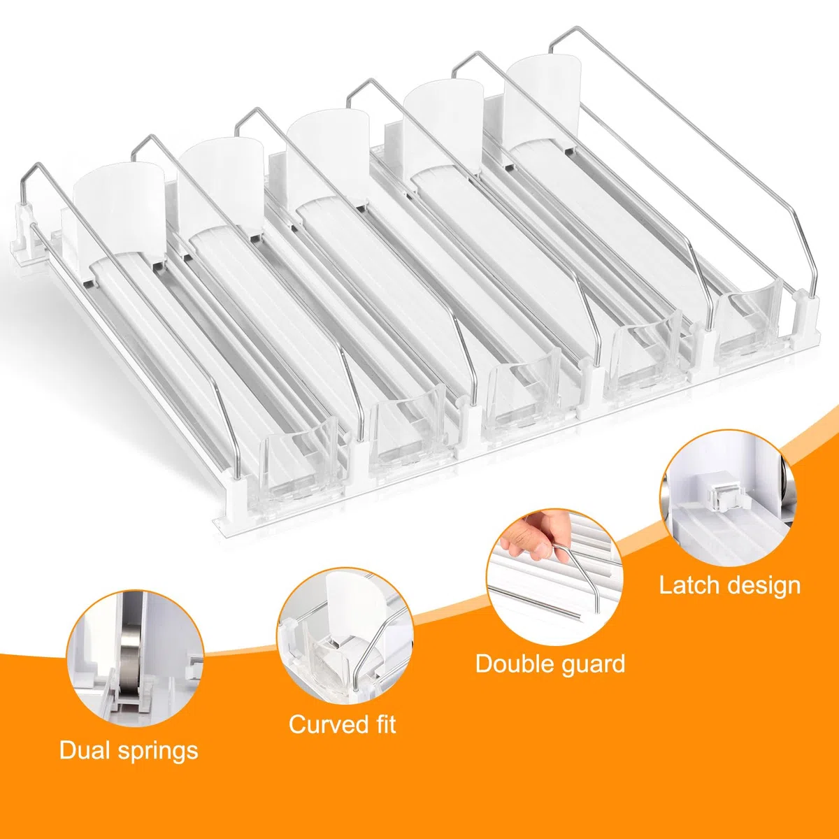 VINATO Organizador Nevera Dispensador de Latas para Frigorifico Organizador Latas Nevera Dispensador Cerveza 5 Filas Automático Ajustable