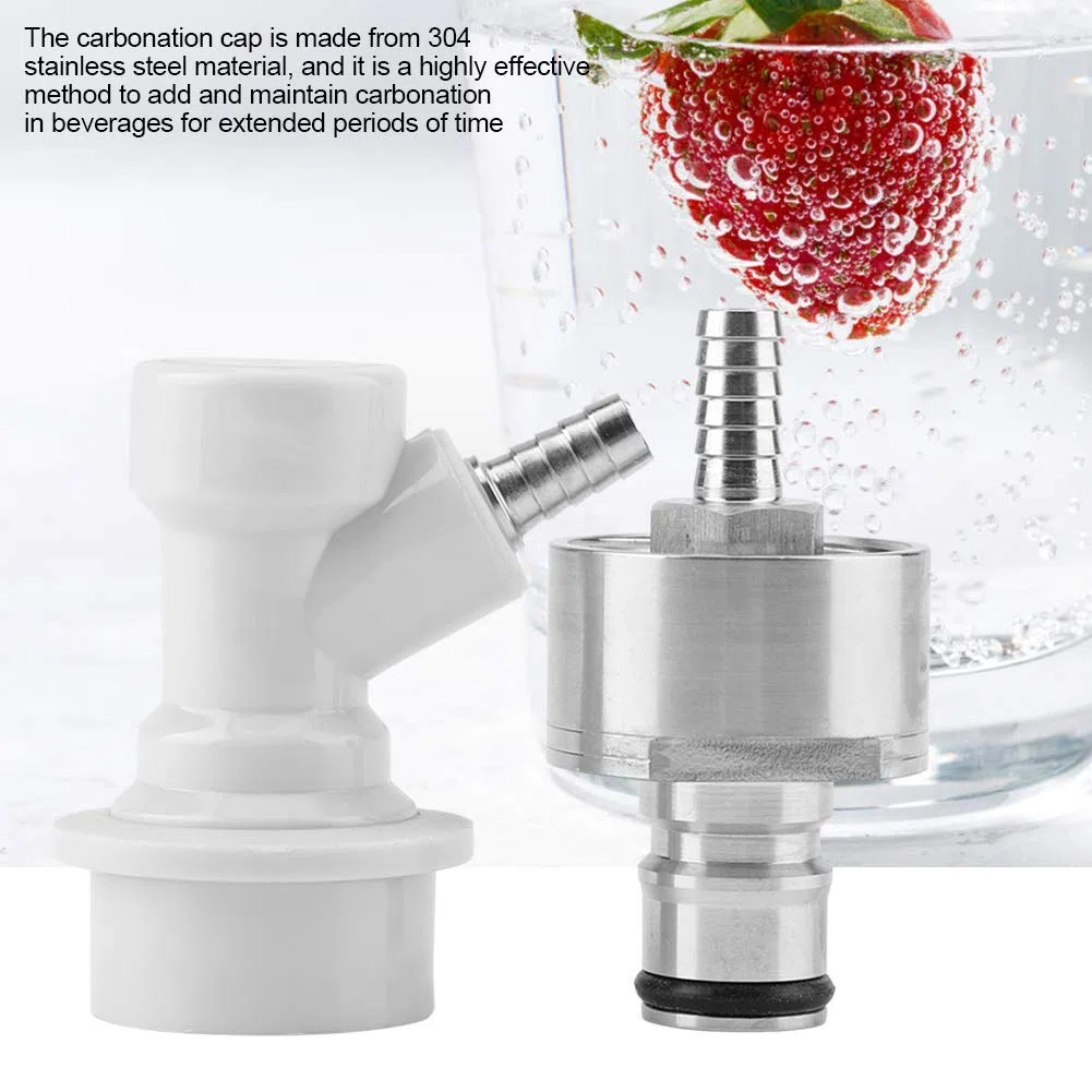 TOPINCN Carbonation Cap Acero Inoxidable 304 Carbonator con Liquid Ball Lock Disconnect 1/4" Barb Hot Homebrew Soda Agua Carbonato Cerveza Refrescos