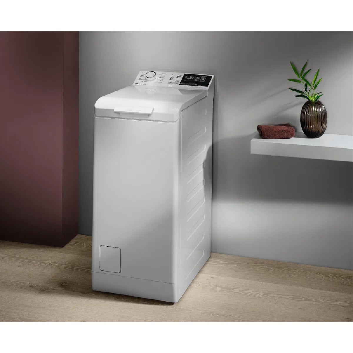 Electrolux EN6T4722NF Lavadora de Carga Superior 7Kg, 1200 rpm, Libre Instalación, Tecnología SensiCare, Función TimeSave, Inicio en Diferido, Programa Antialergias, Display LCD, Blanco, Clase A