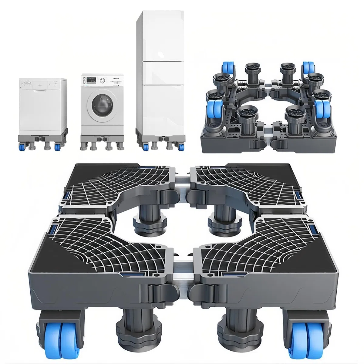 Base Lavadora EXTRA FUERTE, Base para Lavadora con 8 Patas Regulables, Soporte para Electrodomésticos Pesados, Carga 450 kg [Clase de eficiencia energética A+++]