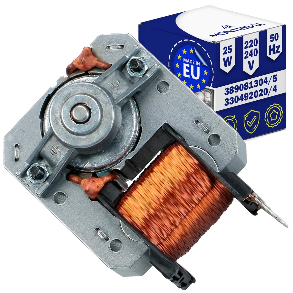 Motor Ventilador de Aire Caliente para Horno 25W 220-240V 50Hz con Código Original 3890813045 389081304/5 para AEG para Electrolux para Zanussi - MADE IN EU - Garantía de 10 Años - MONTERAL
