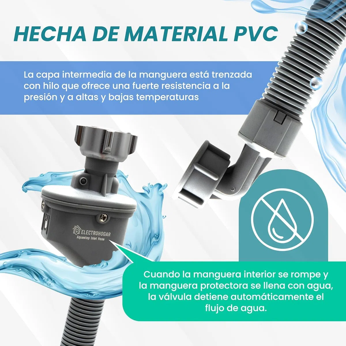 Manguera Aquastop 3M | Compatible con todas las Marcas de Lavadora y Lavavajillas | Conexión de 3/4" | Sistema Antifugas | Seguridad Contra Inundaciones | Certificación VDE