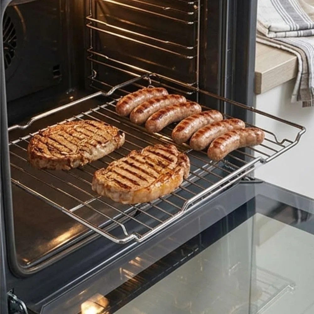 Parrilla para horno compatible con Bosch, Neff Z11CR10X0, dimensiones: 455 x 375 (mm), revestimiento antiadherente, apta para cocinar a altas temperaturas, 45,5 x 37,5 cm