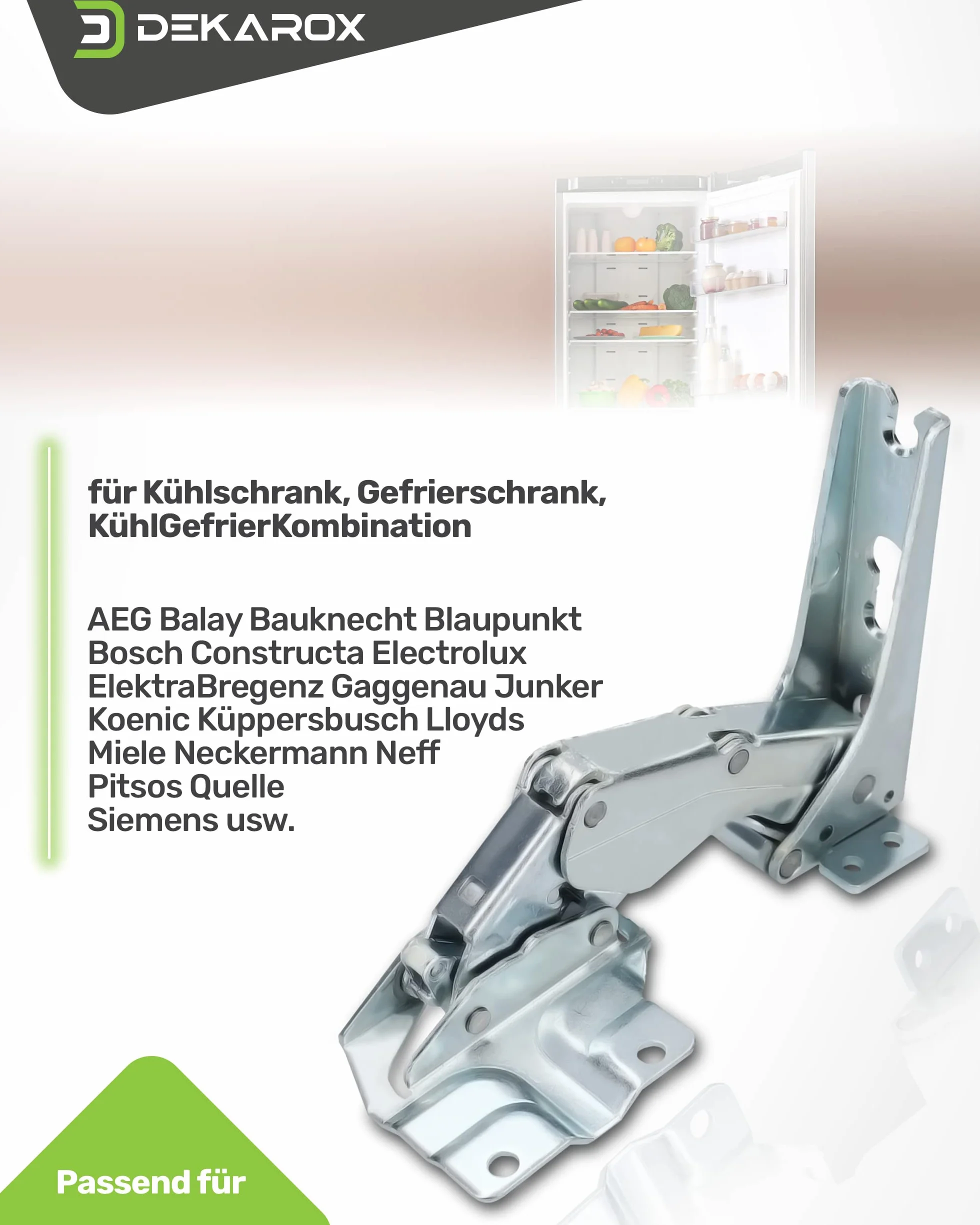 Juego de bisagras de puerta para Bosch Siemens 481147 00481147 para Electrolux AEG 4071314258 para Küppersbusch 430332 para Miele 5546050 para frigorífico y congelador