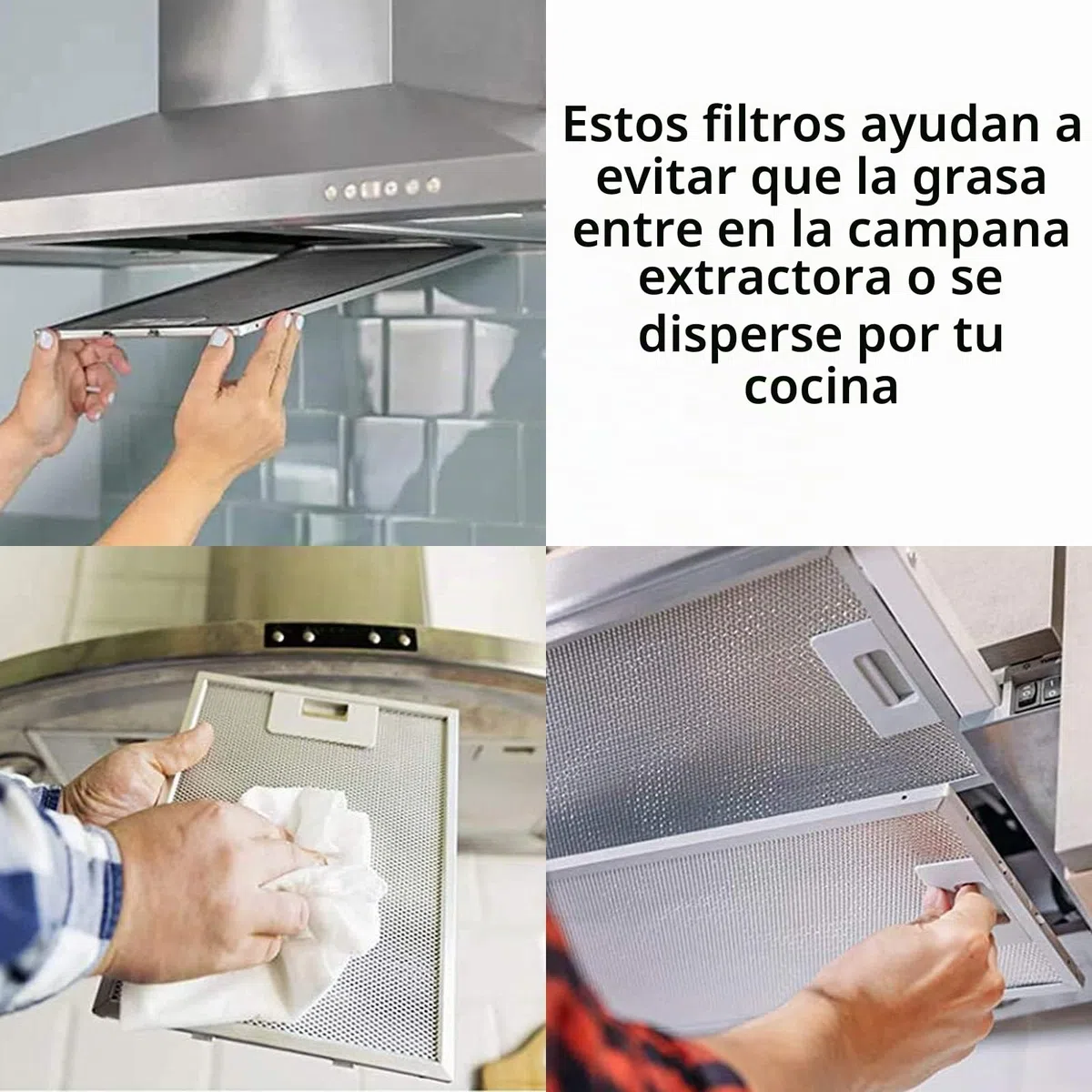 Spares2go - Filtros de grasa universales para campana extractora de cocina, rejilla de metal, 3 unidades, 300 x 250 mm, color plateado