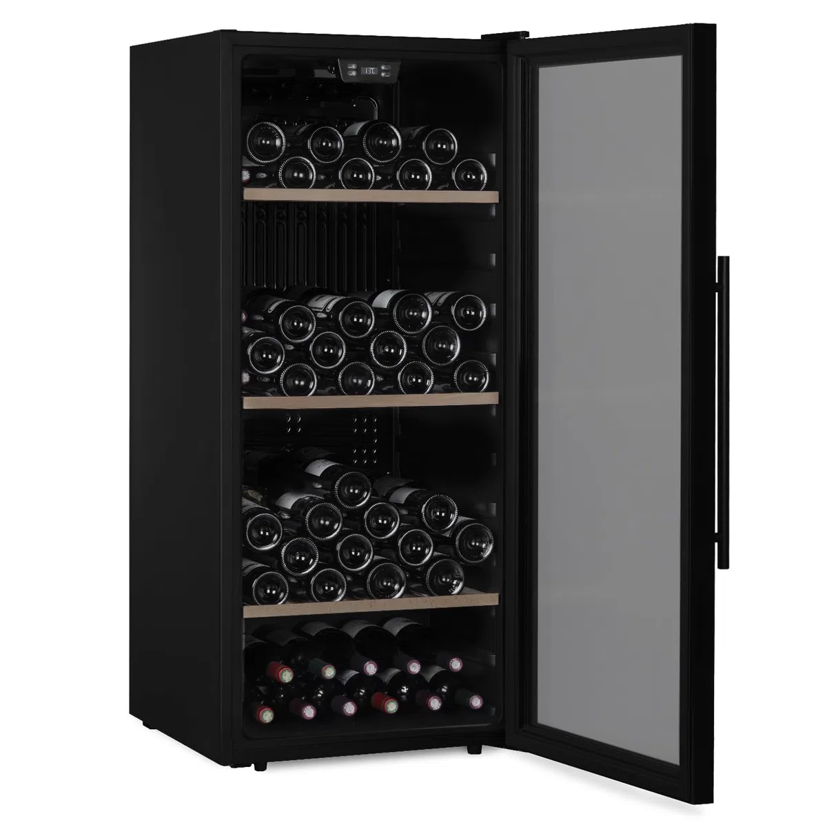 LES PETITS CHAMPS CAVCB122- Vinoteca independiente de 122 botellas, 242L de capacidad, diseño elegante, temperatura ajustable, sistema antivibración, cerradura con llave