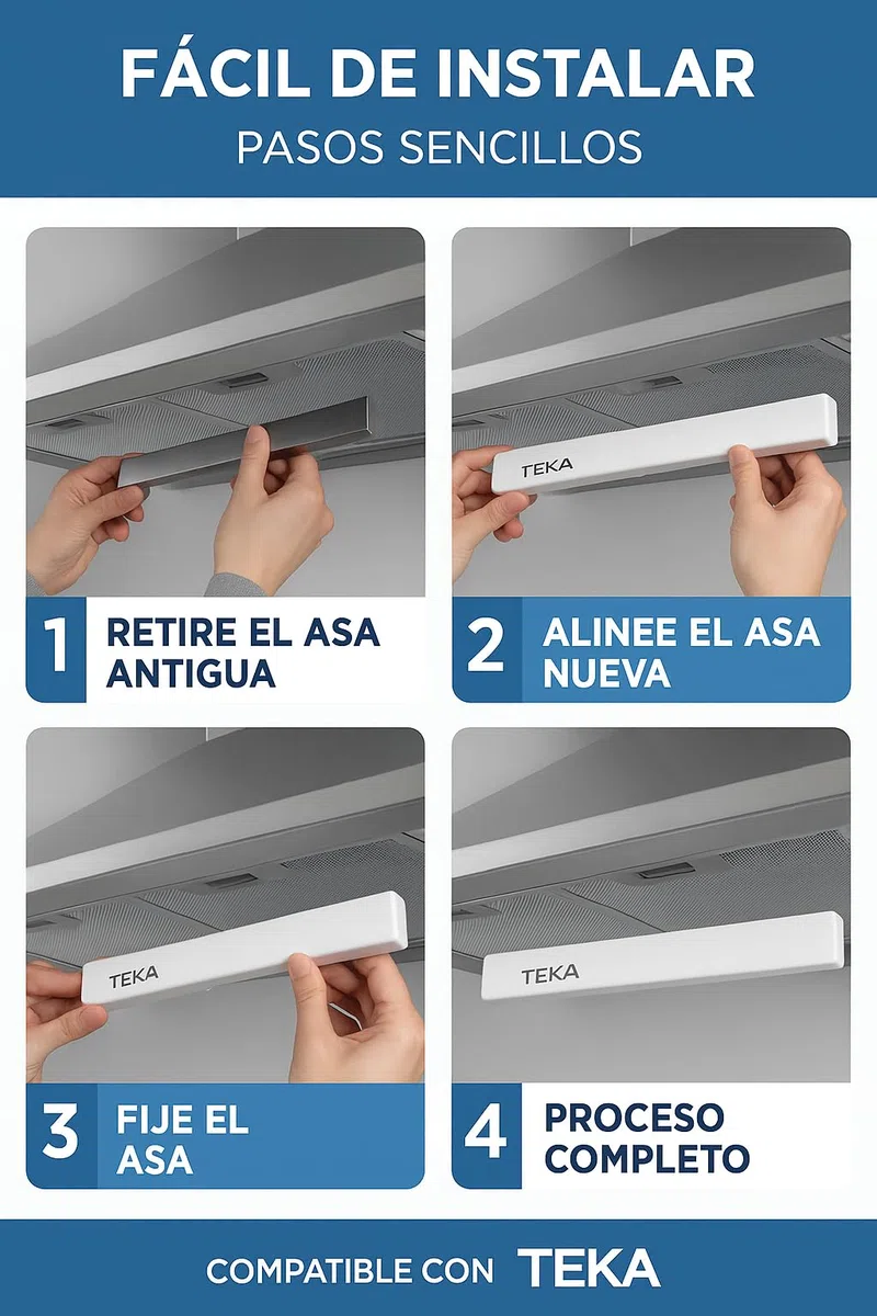 RECAMBIOS DREYMA Frontal Campana Extractora Compatible con Teka CNL 2000 CNL 1000 Blanco 45x600 mm Repuesto Original Sustitución Directa Ref. 61801188 Ajuste Milimétrico Pieza Técnica
