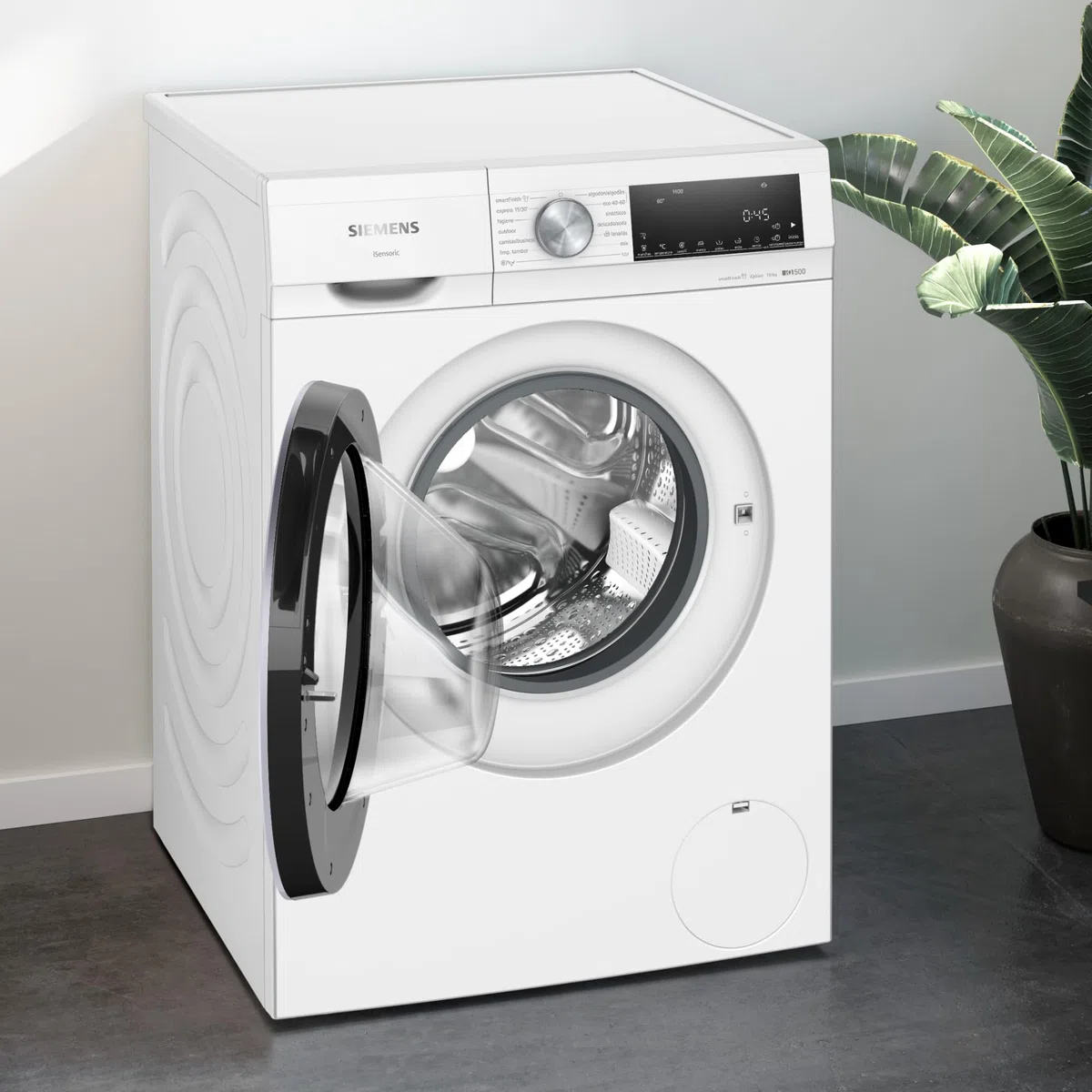 Siemens - Lavadora de carga frontal, 10 kg, iQ500, smartFinish, antiManchas, Blanco, WG54G2Z1ES