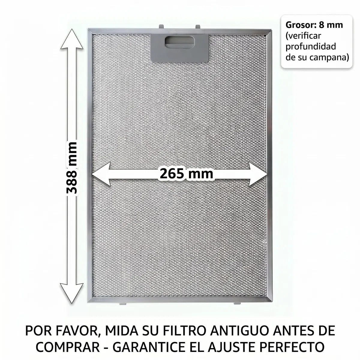 Recamania Filtro Metálico Antigrasa para Campana Extractora 265 x 388 mm | Recambio de Aluminio Compatible con Balay, Bosch, Siemens, Neff | Ref. Original 00742967, 742967