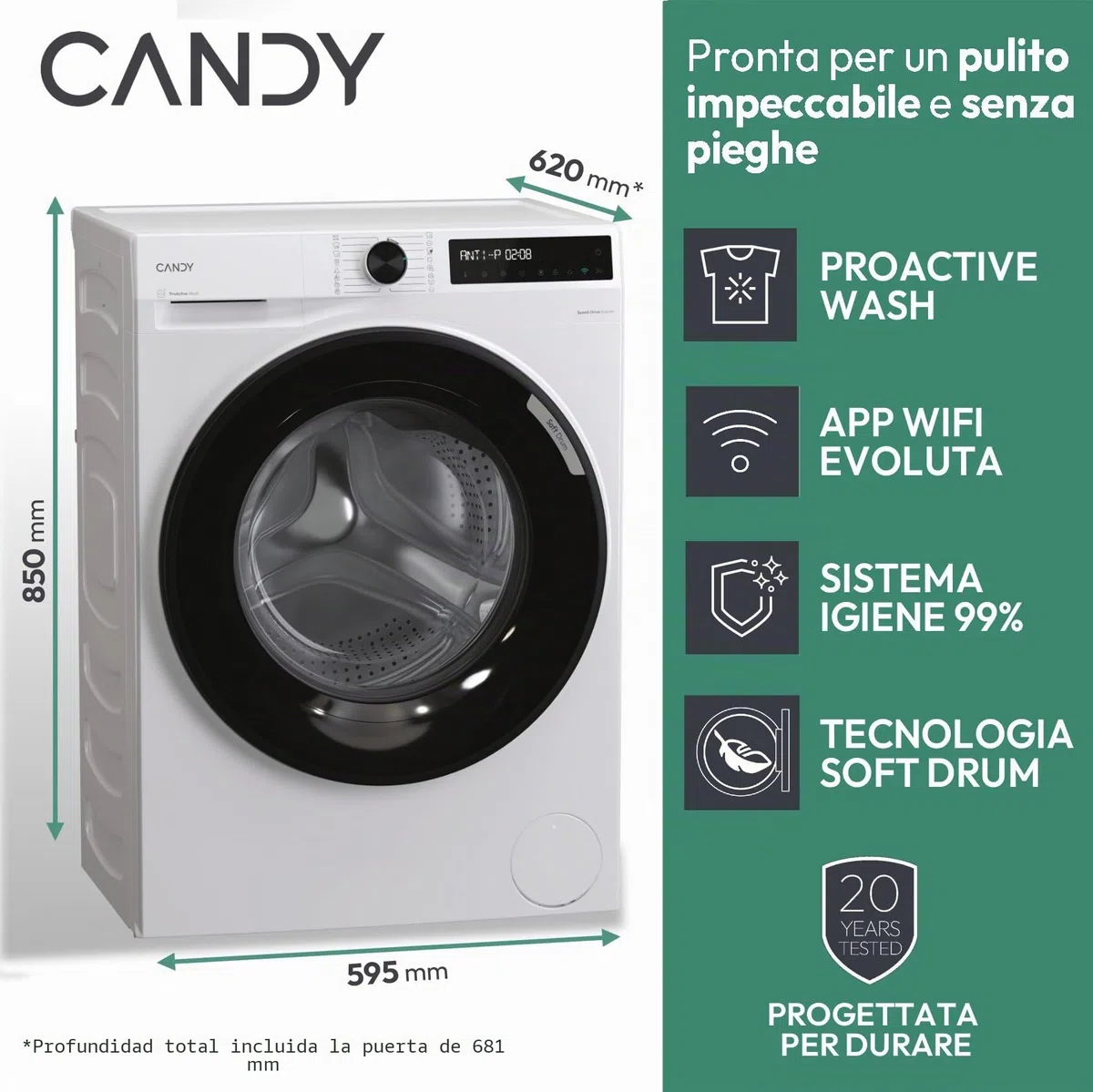 Candy Lavadora 11Kg 1400RPM Blanca - BR 411BL9-S