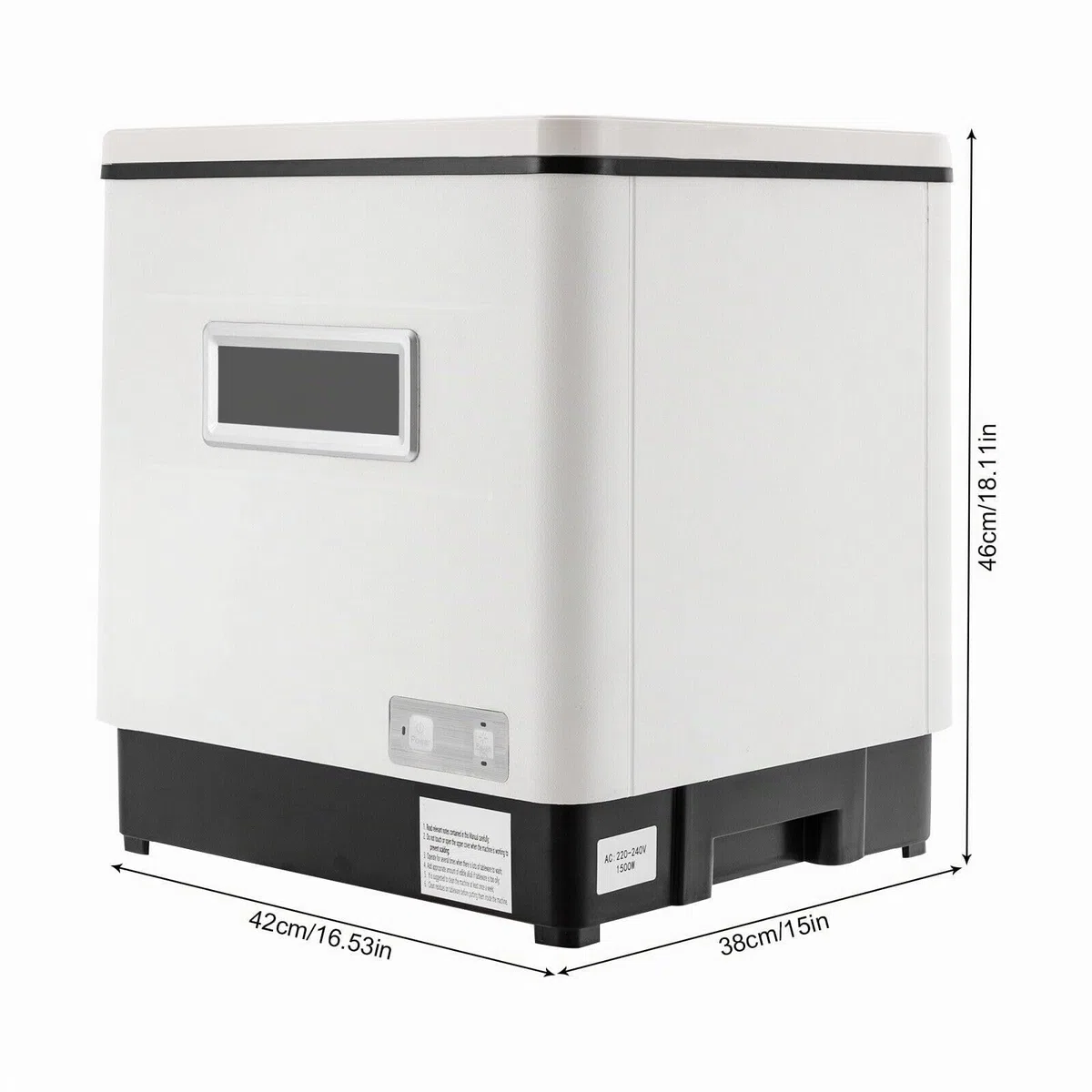 Mini lavavajillas de 1500 W, acero inoxidable, portátil, totalmente automático, esterilización a alta temperatura, color blanco.