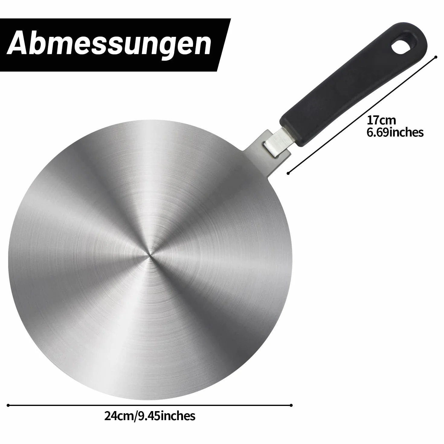 Adaptador de Placa de Inducción 24cm, para Cafetera, Sartenes de Vidrio, Olas de Cerámica y Otros Utensilios de Cocina, Removable Aislamiento Handle