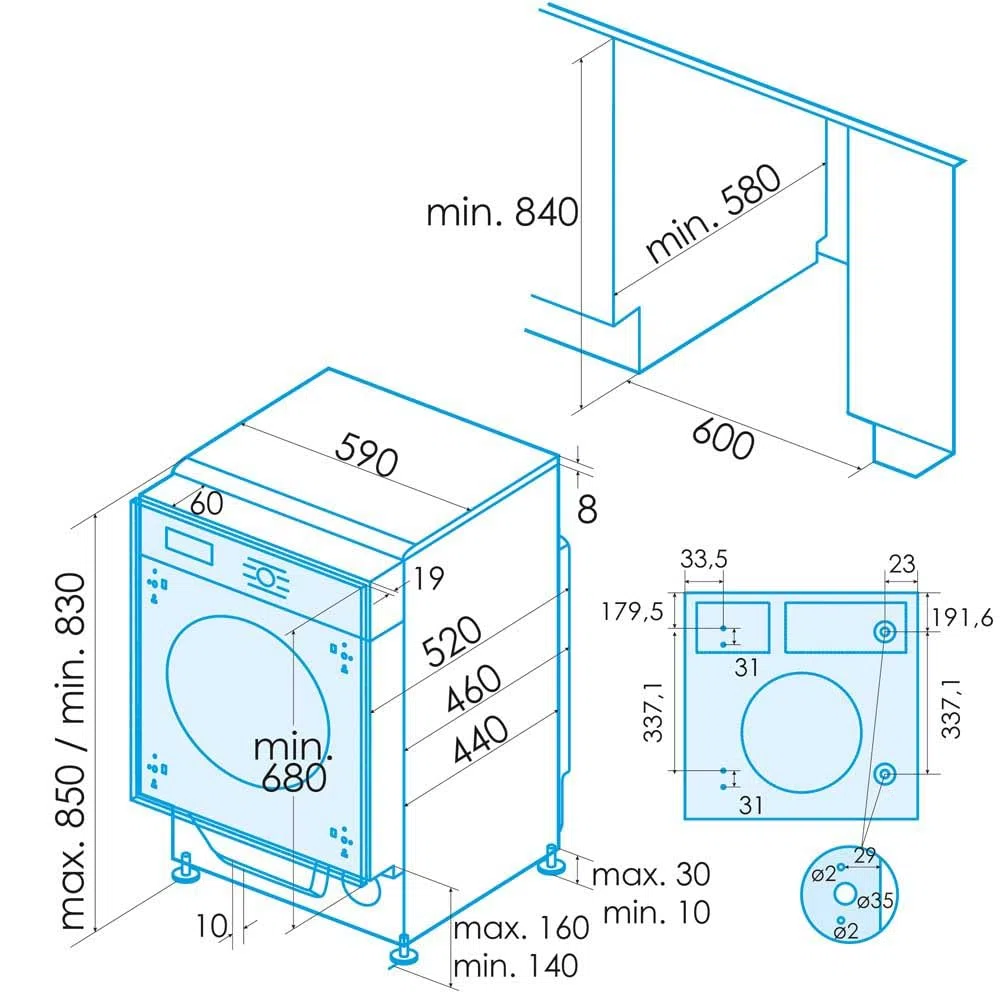 Edesa Lavadora de Integración EWF-9400-I con Carga Frontal, 9 KG, 16 Programas de Lavado, 1400 RPM, LED, Silenciosa, Acabado en Blanco