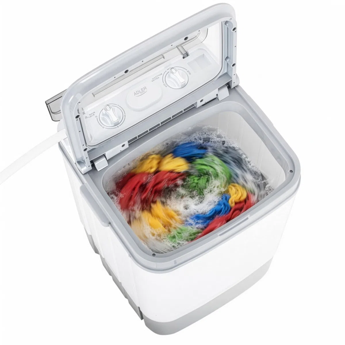 Adler AD 8057 - Lavadora con función centrifugado (6 kg, ideal para camping, autocaravanas y apartamentos pequeños)