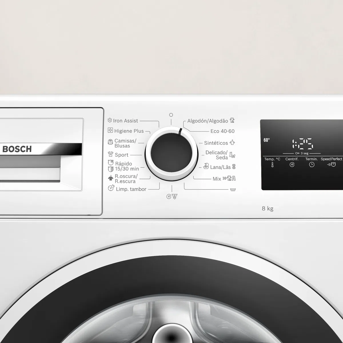 Bosch, Lavadora, Serie 4, 8 kg, Iron Assist, blanco, WAN28283ES | Planchado más fácil gracias al programa de vapor, con un motor silencioso y duradero.