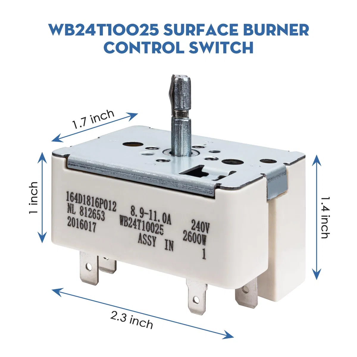 Showingo WB24T10025 - Interruptor de rango de quemador de superficie, interruptor de control infinito compatible con rangos eléctricos GE AP2024072, 769692, AH236750, EA236750, PS236750 (8 pulgadas)