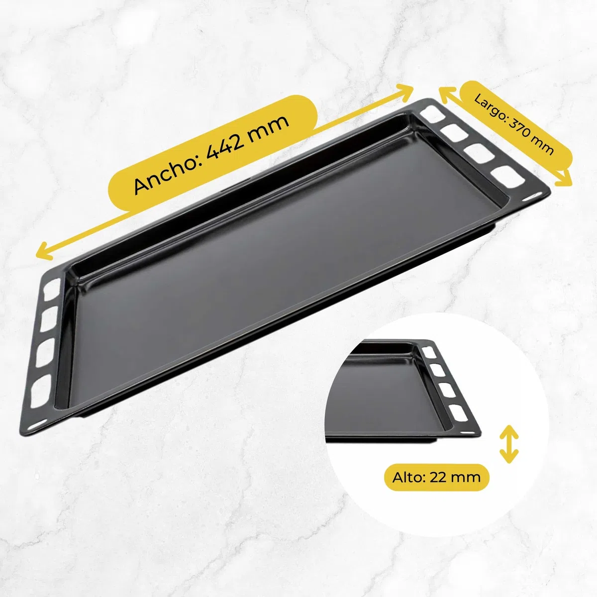 CHEFZOCO Bandeja para horno, Fuente para horno, Bandeja esmaltada, Compatible con Bosch HEZ431001 00748225, Siemen HZ431001, Junker JZ11BE11, Viva VVZ20H2, HC490, S2K, 370 mm profundo x 442 mm ancho