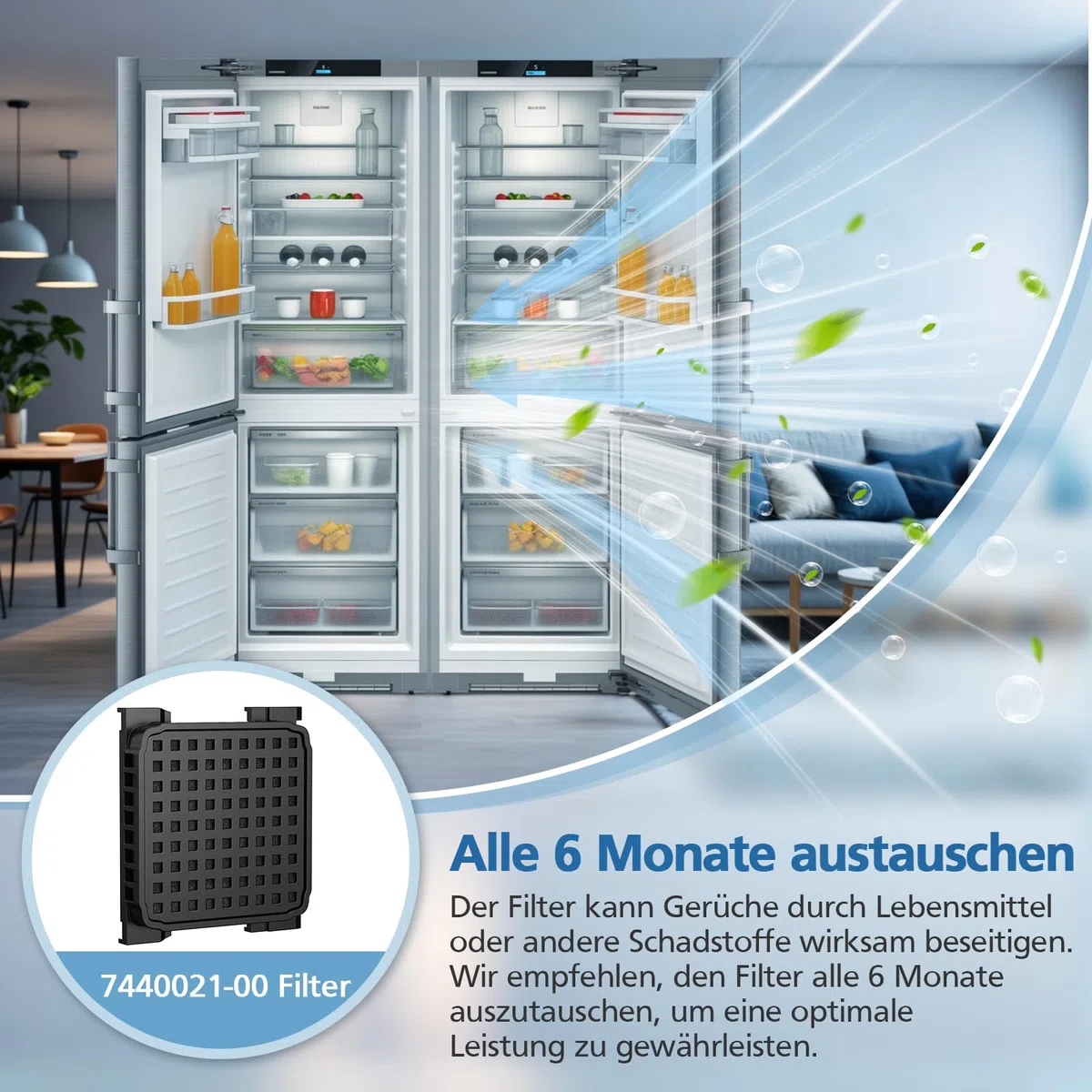 2 filtros de carbón activo Fresh Air compatibles con frigoríficos Liebherr 9096989/9882460/988246000, filtro de repuesto para 7440021-00