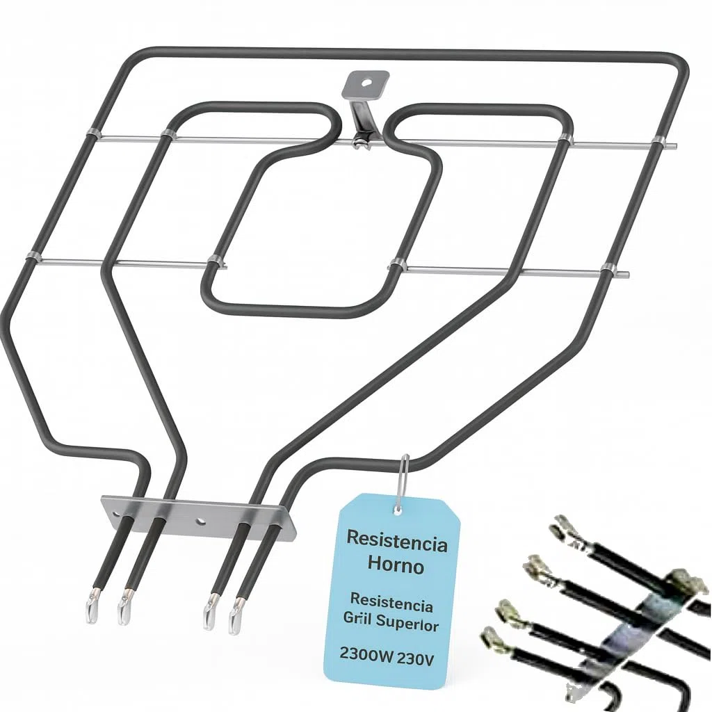 RECAMBIOS DREYMA Resistencia Grill Superior 2300W 230V 367 x 345 mm Distancia Terminales 26mm 3 Faston Recambio Horno Compatible con Balay Bosch Lynx Superser Neff Constructa Crolls Corcho Pro