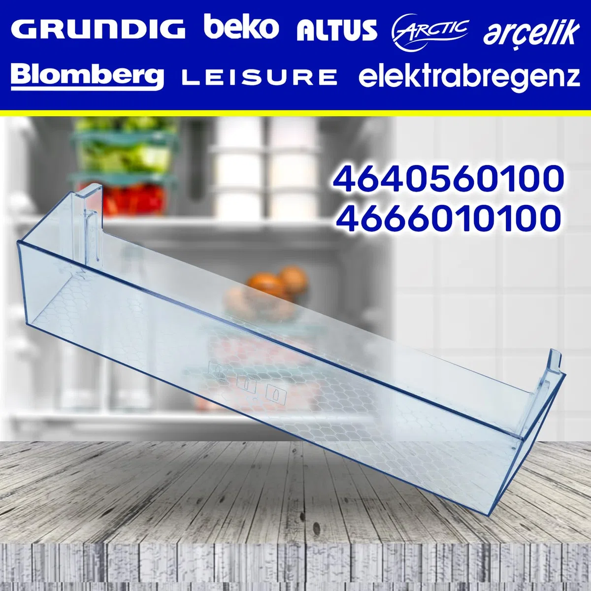 Estante Puerta Frigorifico 430x115x90 mm con Código Original 4640560100 4666010100 para Beko - Garantía de 10 Años - MONTERAL