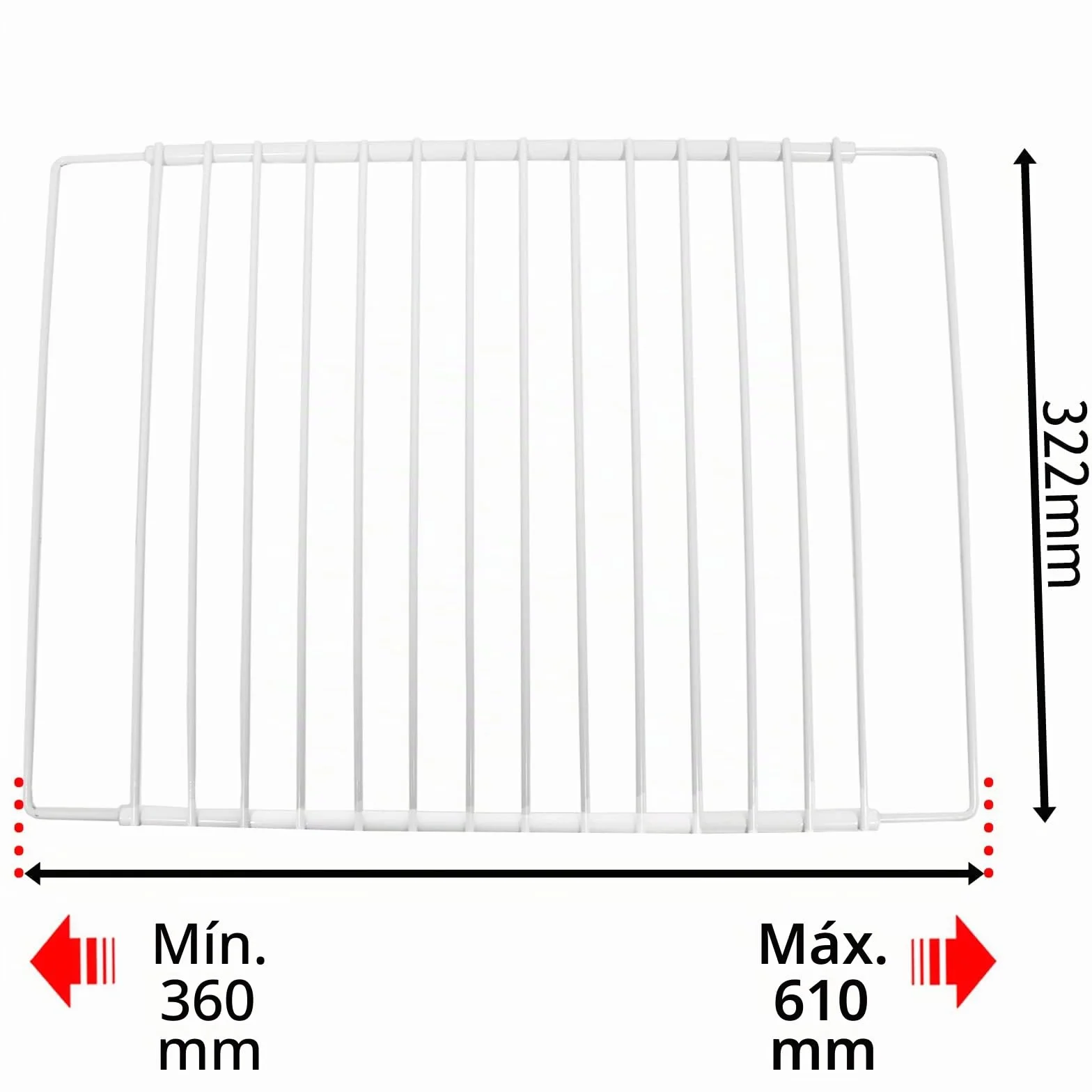 SPARES2GO Universales Ajustables Extensibles Refrigerador Congelador Estantes (Paquete de 2, Recubiertos de Plástico Blanco)
