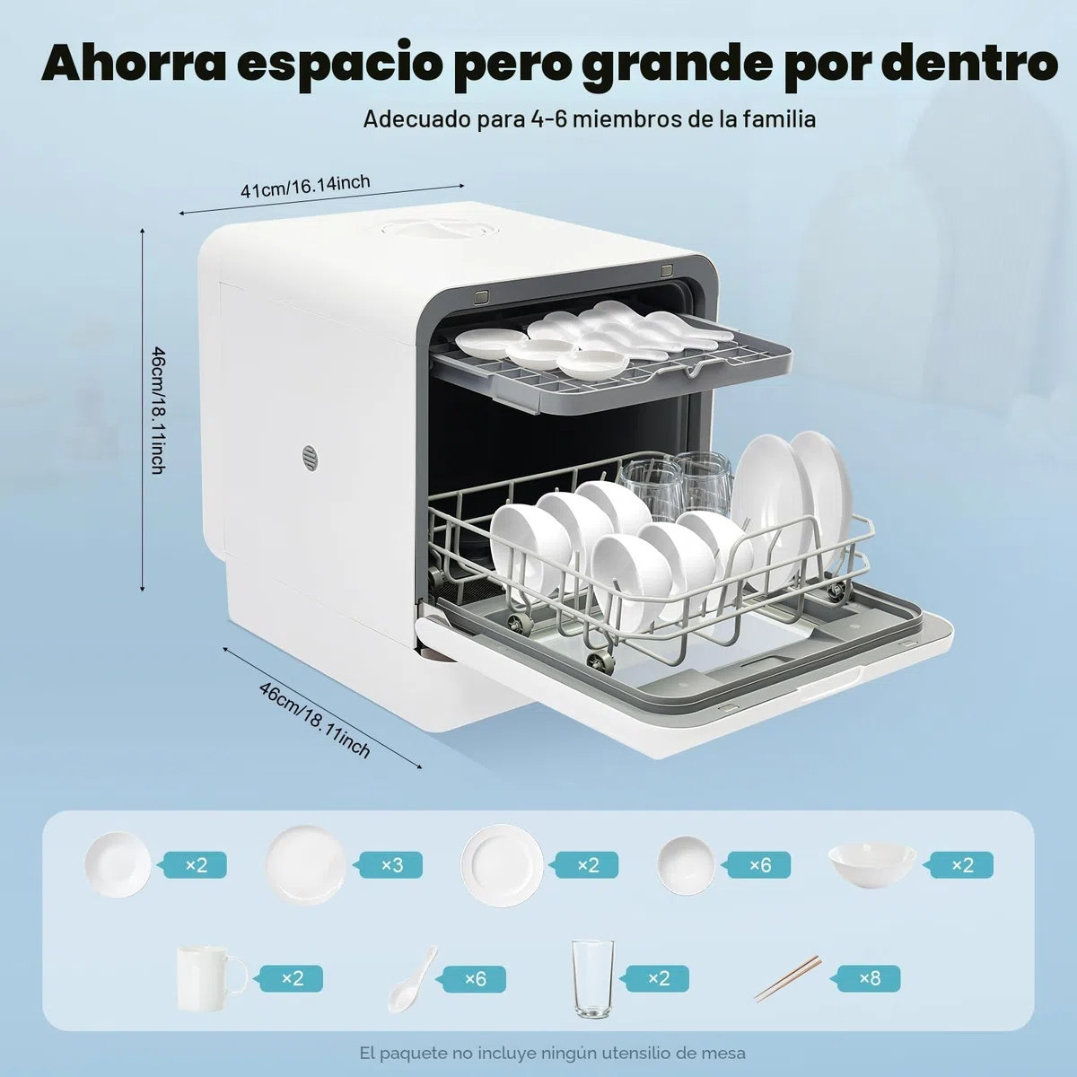 Lavavajillas de encimera, 6L mini lavavajillas, portátil compacto, eléctrico de escritorio, para casas pequeñas, apartamentos, dormitorios, barcos, autocaravanas, etc